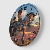 Warrior and War Horse Große Wanduhr (Winkel)