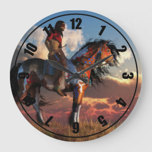 Warrior and War Horse Große Wanduhr
