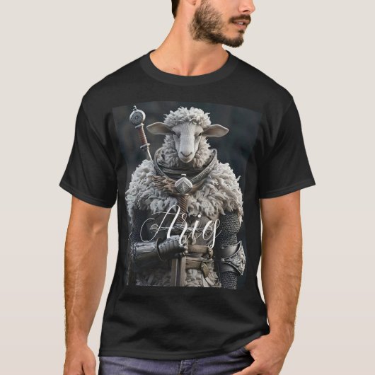 Warrior Aries 3D Animation Steel Sword Illustratio T-Shirt (Vorderseite)
