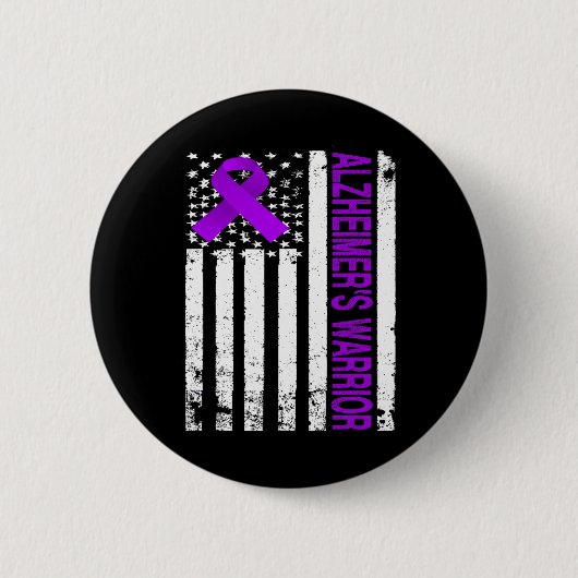 Warrior Awareness - Usa Flag Purple Ribbon Button (Vorderseite)