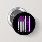 Warrior Awareness - Usa Flag Purple Ribbon Button (Vorne & Hinten)