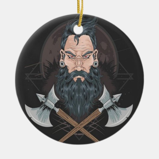 WARRIOR BEARD MEN KERAMIK ORNAMENT (Vorne)