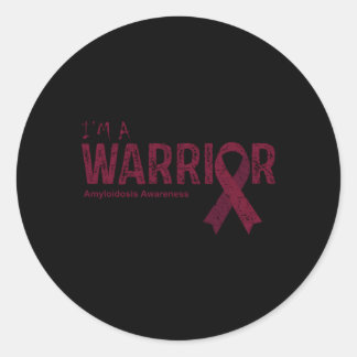 Warrior Burgundy Ribbon Amyloidose Bewusstsein Runder Aufkleber