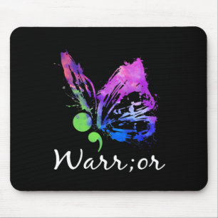Warrior Butterfly Semicolon Suicide Prevention Awa Mousepad
