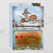 Warrior Cat and Tiger Funny Einladung (Vorne/Hinten)