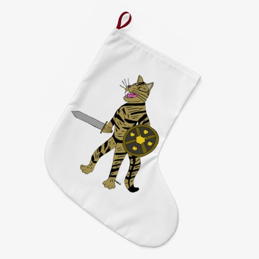 Warrior Cat Großer Weihnachtsstrumpf (Vorderansicht (hängend))