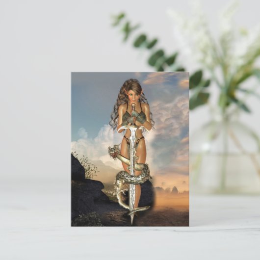 Warrior elf postkarte (Stehend Vorderseite)