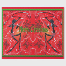 Warrior Full Aborigine Christmas Wrapping Paper