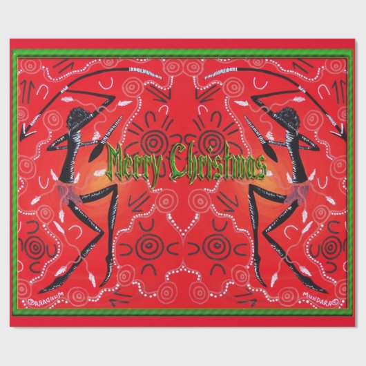 Warrior Full Aborigine Christmas Wrapping Paper Geschenkpapier (Flach)