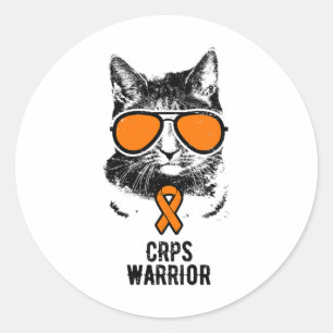 Warrior für Vintage Cat Crps Runder Aufkleber