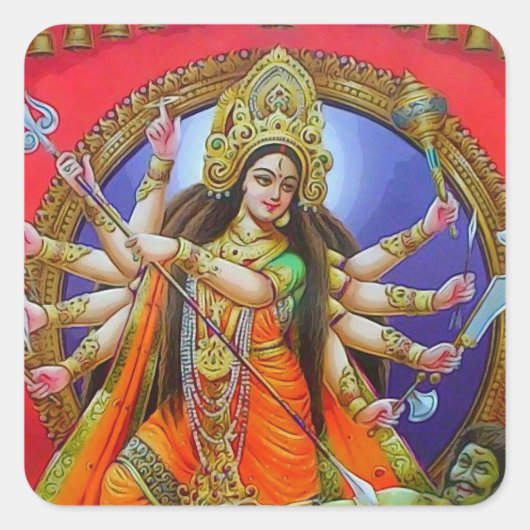 Warrior Goddess Durga Shakti Quadratischer Aufkleber (Vorderseite)
