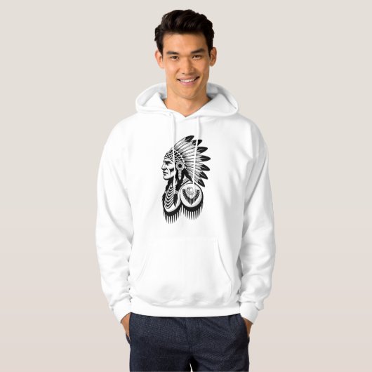Warrior Headdress Line Art Hoodie (Vorne ganz)