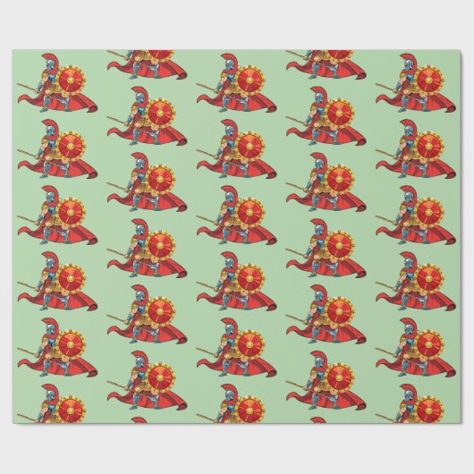 warrior holding spear and shield geschenkpapier (Flach)