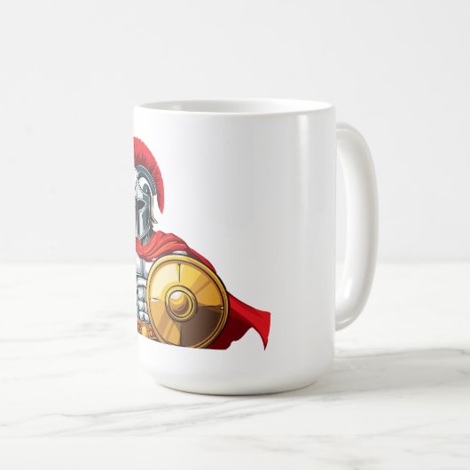 warrior holding sword and shield ready for battle kaffeetasse (VorderseiteRechts)