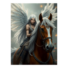 Warrior Horse Fairy Fantasy Art Poster
