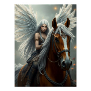 Warrior Horse Fairy Fantasy Art Poster