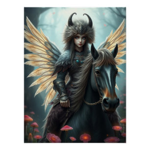 Warrior Horse Fairy Fantasy Art Poster