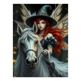 Warrior Horse Fairy Fantasy Art Poster