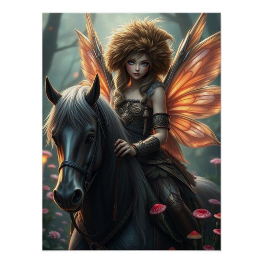 Warrior Horse Fairy Fantasy Art Poster (Vorderseite)