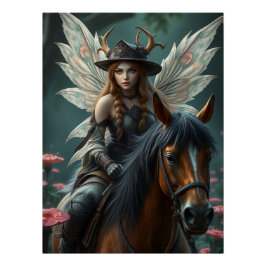Warrior Horse Fairy Fantasy Art Poster
