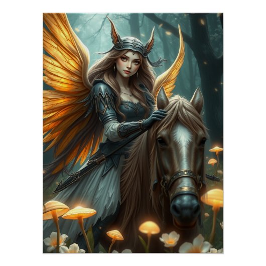 Warrior Horse Fairy Fantasy Art Poster (Vorderseite)