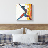 Warrior II Pose Stretched Canvas Print Leinwanddruck (Insitu (Schlafzimmer))