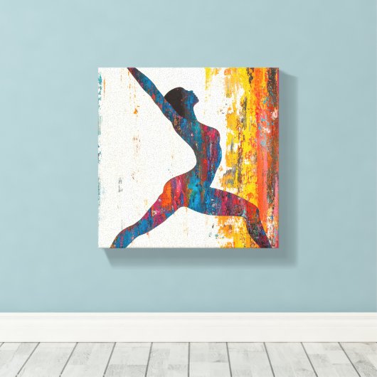Warrior II Pose Stretched Canvas Print Leinwanddruck (Insitu (Holzboden))