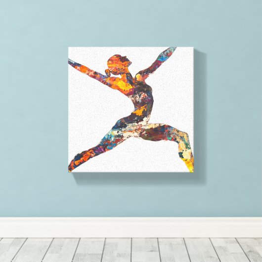 Warrior II Pose Stretched Canvas Print Leinwanddruck (Insitu (Holzboden))