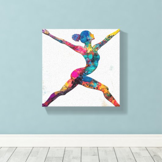 Warrior II Pose Stretched Canvas Print Leinwanddruck (Insitu (Holzboden))