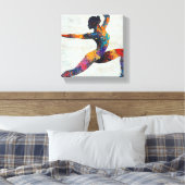 Warrior II Pose Stretched Canvas Print Leinwanddruck (Insitu (Schlafzimmer))