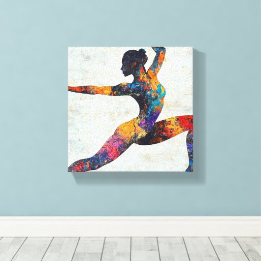 Warrior II Pose Stretched Canvas Print Leinwanddruck (Insitu (Holzboden))