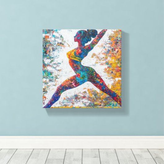 Warrior II Pose Stretched Canvas Print Leinwanddruck (Insitu (Holzboden))