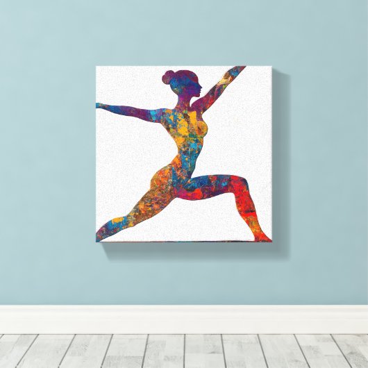 Warrior II Pose Stretched Canvas Print Leinwanddruck (Insitu (Holzboden))