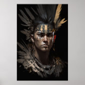 Warrior Indian Portrait Fantasy Painting Dark Wild Poster (Vorne)