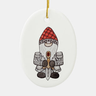 Warrior Knight Gnome Keramik Ornament