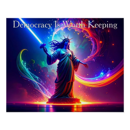 Warrior Lady Liberty Democracy Is Worth Keeping Poster (Vorderseite)
