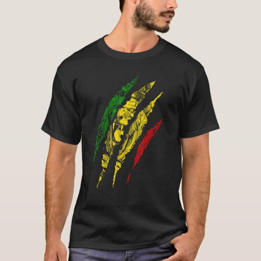 Warrior Lion of Judah King Rasta Reggae Jamaica Ro T-Shirt (Vorderseite)
