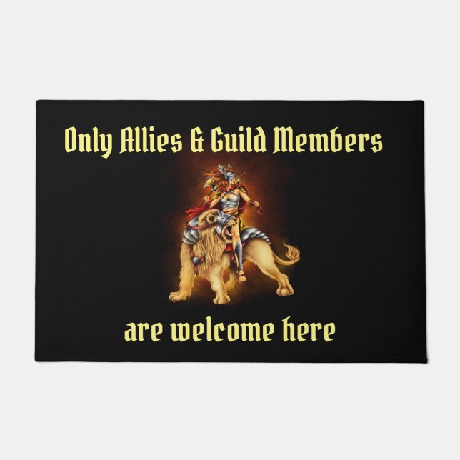 Warrior Lion Rider Fantasy Door Mat Fußmatte (Vorderseite)