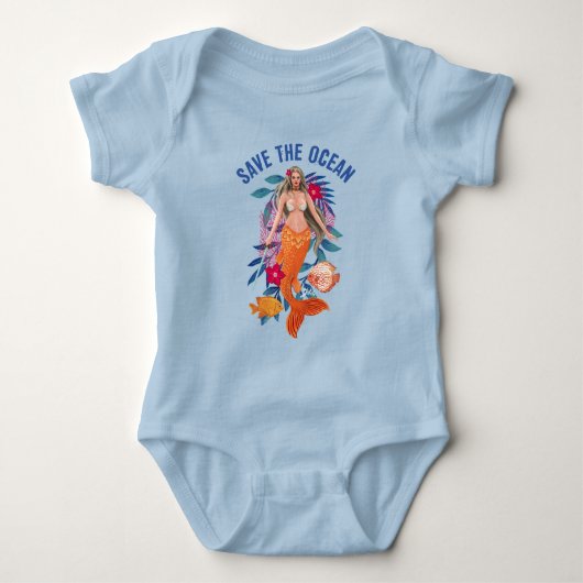 Warrior Mermaid - Rett des Ozeans Baby Strampler (Vorderseite)