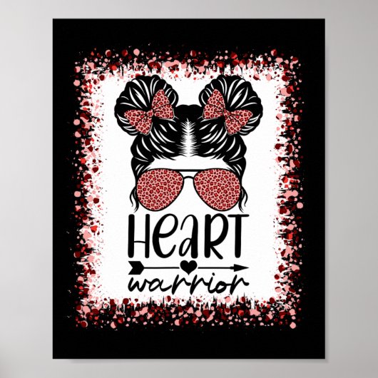Warrior Messy Bun Leopard Herzerkrankung Bewusstse Poster (Vorne)