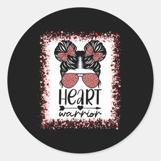 Warrior Messy Bun Leopard Herzerkrankung Bewusstse Runder Aufkleber (Vorderseite)