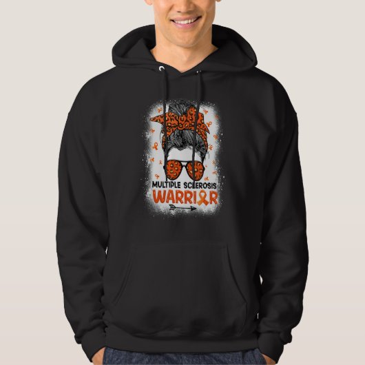 Warrior Messy Bun Leopard Multiple Sklerose A Hoodie (Vorderseite)