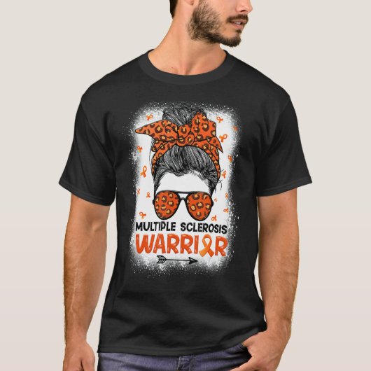 Warrior Messy Bun Leopard Multiple Sklerose A T-Shirt (Vorderseite)