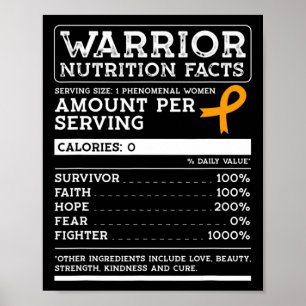 Warrior Nutrition Facts Leukämie Awareness Ribbon Poster