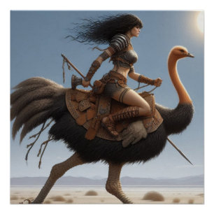 Warrior Ostrich Poster