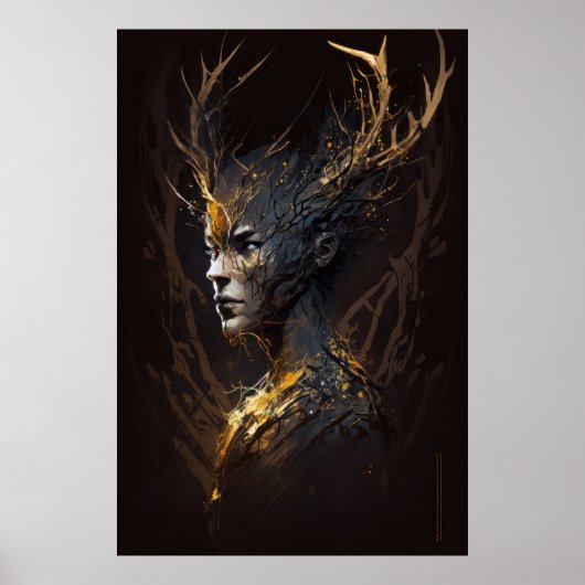 Warrior Portrait Fantasy Painting Dark Character Poster (Vorne)