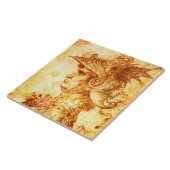 WARRIOR PROFILE IN DRAGON HELMET Sepia Zeichnend Fliese (Seite)