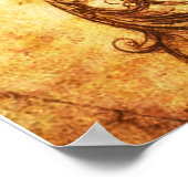 WARRIOR PROFILE IN DRAGON HELMET Sepia Zeichnend Poster (Ecke)