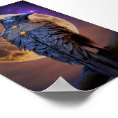 Warrior Raven Crow Jagd durch Mondlicht Poster (Ecke)