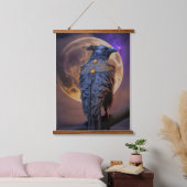 Warrior Raven Crow Jagd durch Mondlicht Wandteppich Mit Holzrahmen (Schlafzimmer)